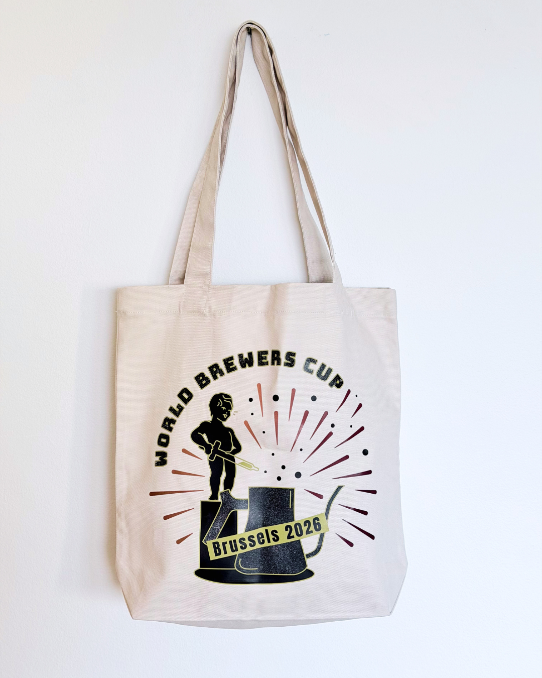 Tote bag with World Brewers Cup design on a white background
